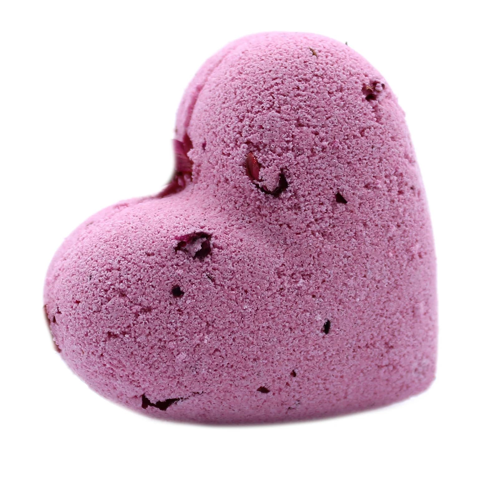 Love Heart Bath Bomb with Ylang & Rose Essential Oils - Romantic Relaxation Gift for Valentine's Day, Anniversary & Self-Care Moments