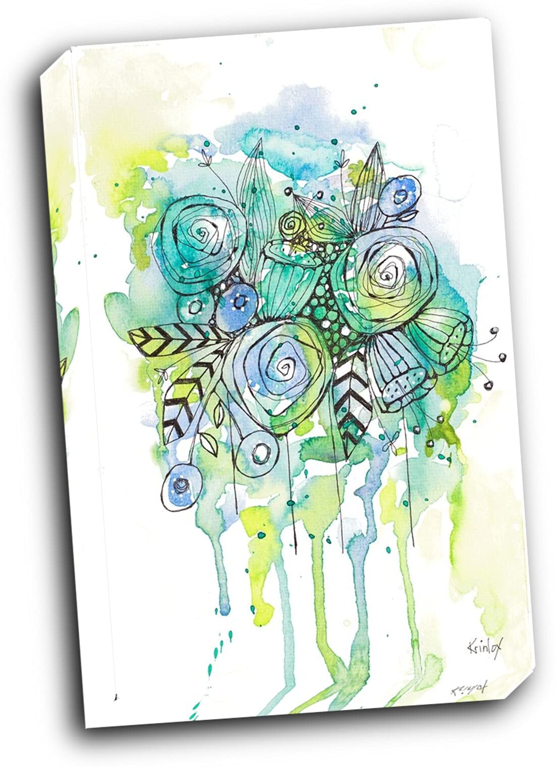 Floral Bouquet Wash 8x14 Gallery Wrapped Canvas Wall Art - Modern Home Decor for Living Room, Bedroom & Office