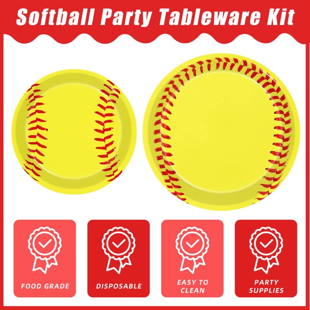 96-Piece Softball Birthday Party Decorations Set - Paper Plates, Napkins & Tableware for Kids (Serves 24) | Perfect for Sports-Themed Parties, Team Celebrations & Youth Events