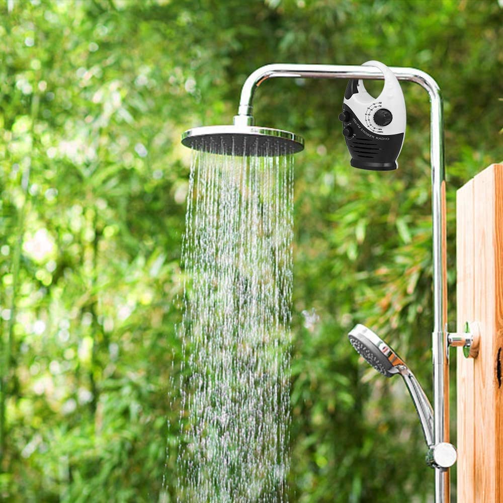 KVSERT AM/FM Shower Radio with Bluetooth Speaker - Waterproof Bathroom Radio for Music, News & Weather - Perfect for Shower, Bath, Pool & Outdoor Use