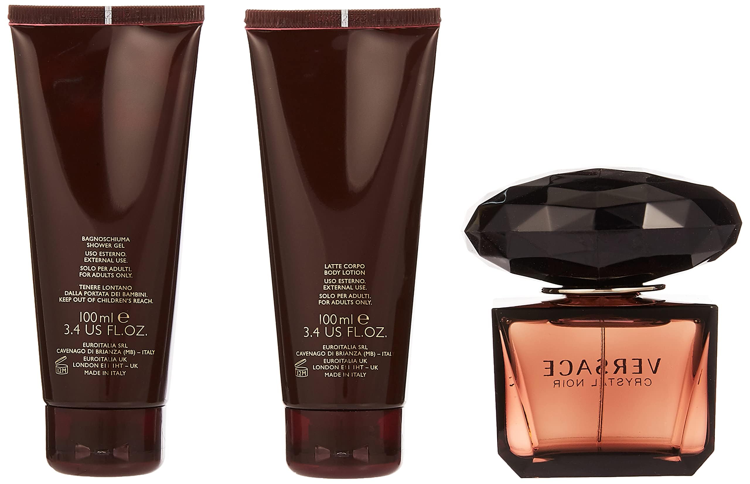 Versace Crystal Noir 4-Piece Gift Set for Women - Eau de Parfum, Body Lotion & Purse | Luxury Fragrance Gift Set for Her | Perfect for Birthday, Anniversary & Special Occasions