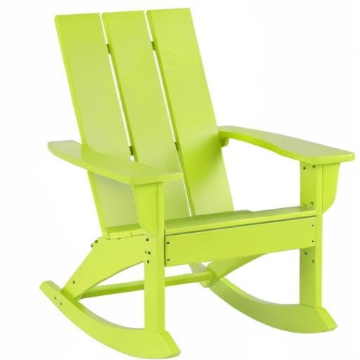 WO Home Furniture 4-Piece Patio Rocking Chair Set - Modern Outdoor HDPE UV-Resistant Rocking Chairs (Lime Green) - Perfect for Backyard, Garden, Poolside & Deck Relaxation
