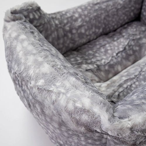 Premium Silver Fawn Cashmere Dog Bed - Ultra Soft & Luxurious Pet Bed for Small to Medium Dogs - Perfect for Home, Crate, or Travel Use