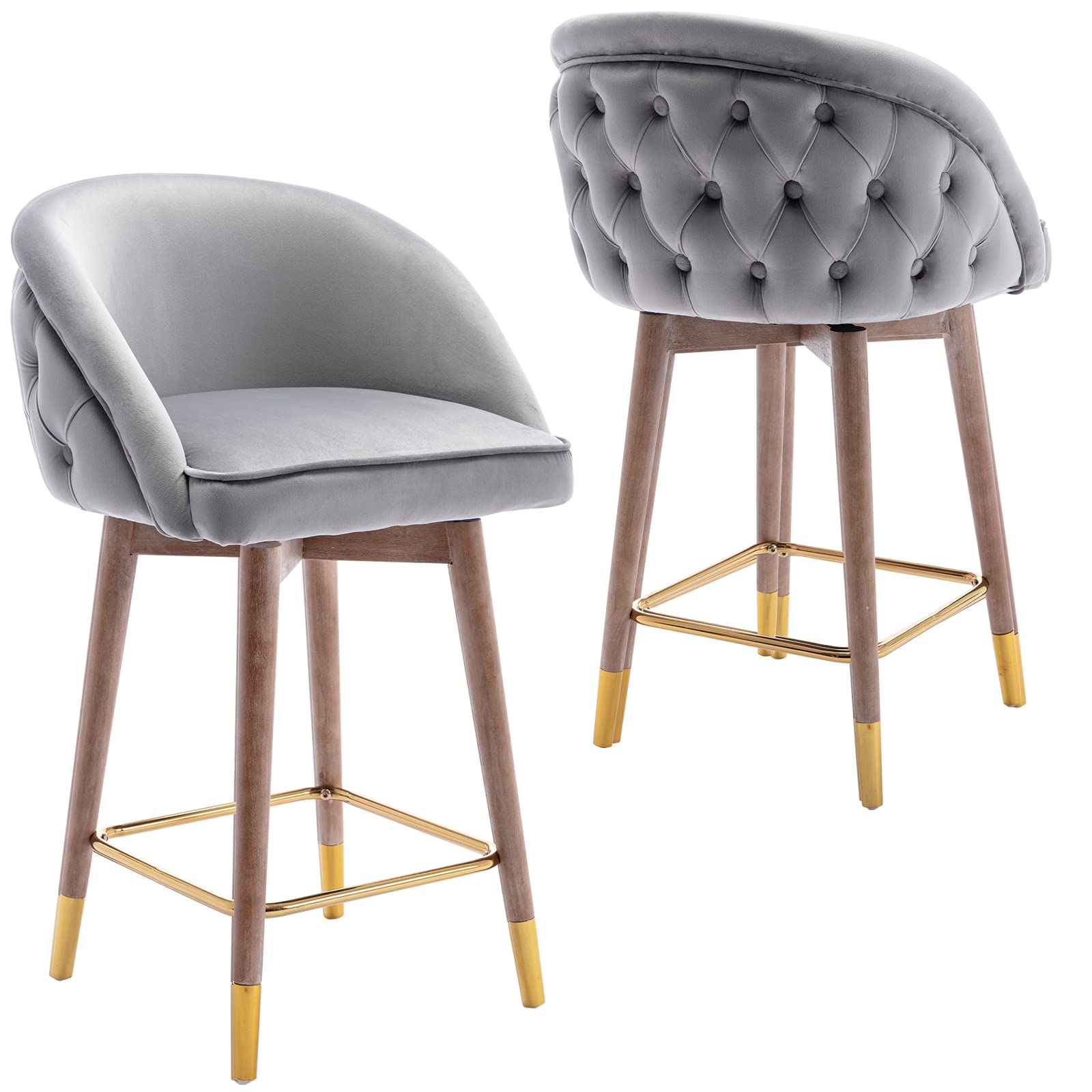 ZSARTS Velvet Counter Height Bar Stools Set of 2 - 26