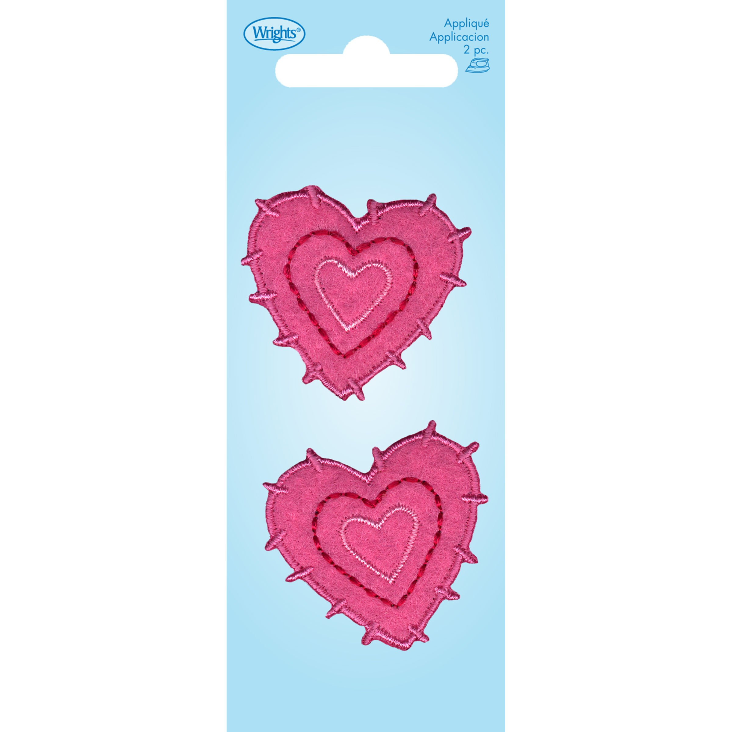 Pink Felt Heart Iron On Applique for DIY Crafts & Sewing