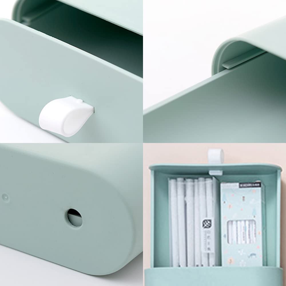 Hidden Self-Adhesive Under Desk Drawer Organizer - Slide-Out Plastic Storage Drawer for Office, School, Kitchen & Home - Space Saving Green Under Desk Organizer (Small) - Perfect for Storing Stationery, Utensils & Small Items