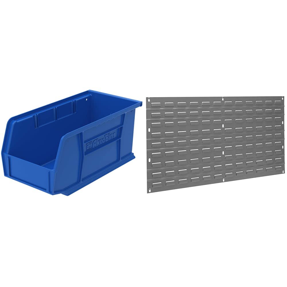 Akro-Mils 12-Pack Hanging Storage Bins with Wall Mount Panel - Durable Plastic Organizer for Garage, Closet & Workshop - Space-Saving Wall Storage Solution for Tools, Toys & Home Organization