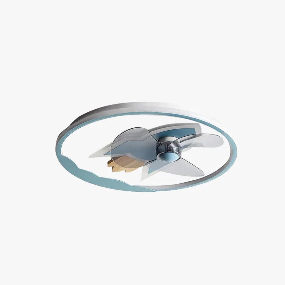 Modern Round Ceiling Fan with LED Light - Quiet & Energy Efficient for Bedroom, Living Room, and Office