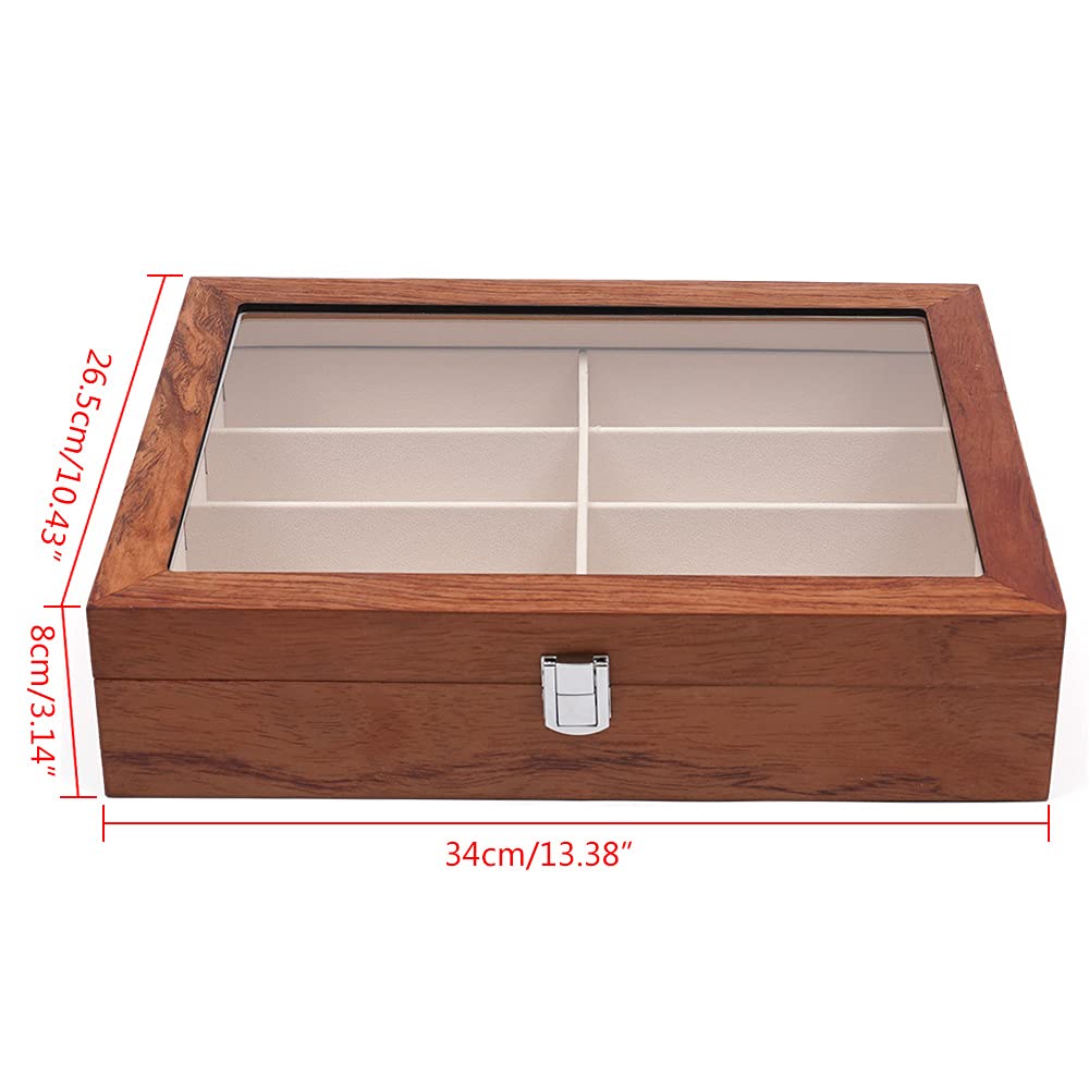 LOYALHEARTDY 8-Slot Wooden Sunglasses Display Case - Lockable Sunglasses Organizer & Storage Box for Men & Women - Perfect for Retail Stores, Home Decor, and Eyewear Collection Display