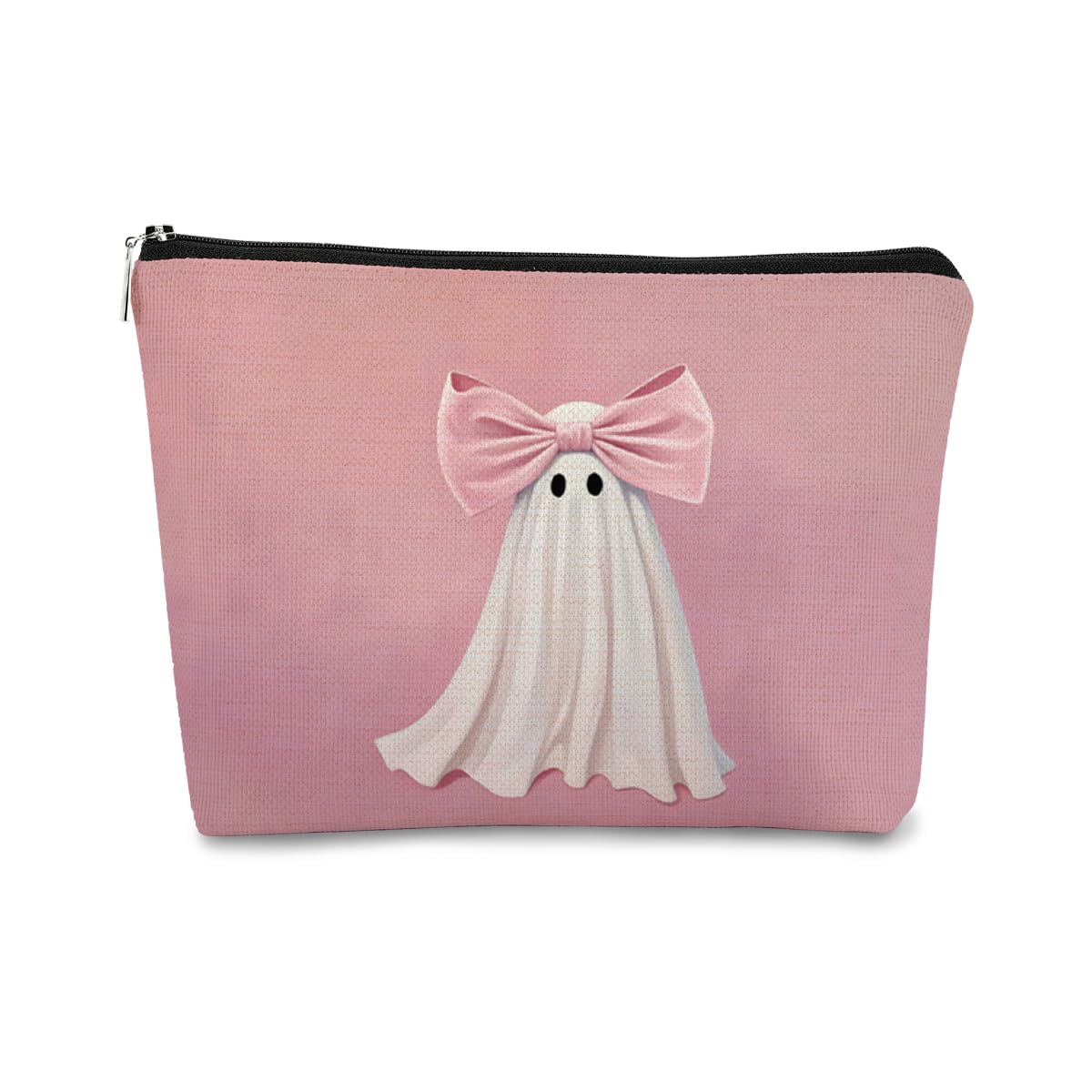 Pink Halloween Boo Basket Bag with Bow - Ghost Themed Makeup Purse for Girls & Women | Trendy Preppy Gift for Birthdays, Teens, Daughters | Perfect for Trick-or-Treating, Parties & Everyday Use