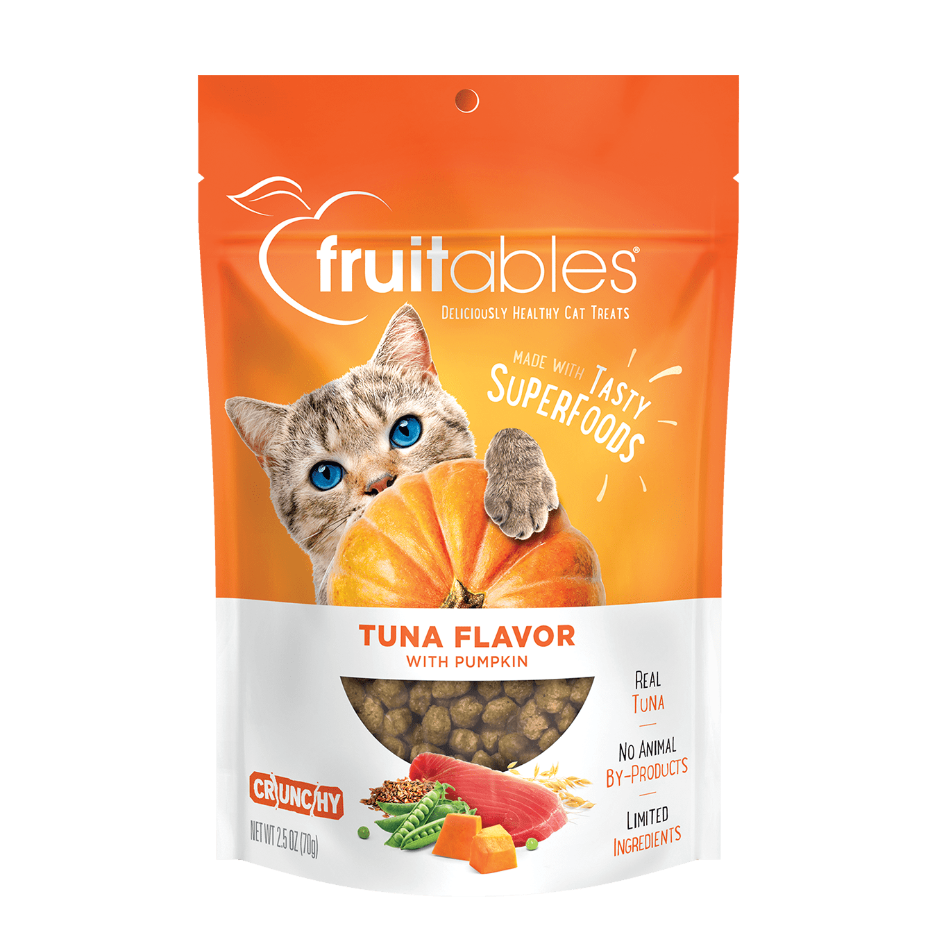 Fruitables Tuna Flavor with Pumpkin Cat Treats - Healthy Natural Snacks for Cats - Perfect for Training, Rewards & Indoor Playtime