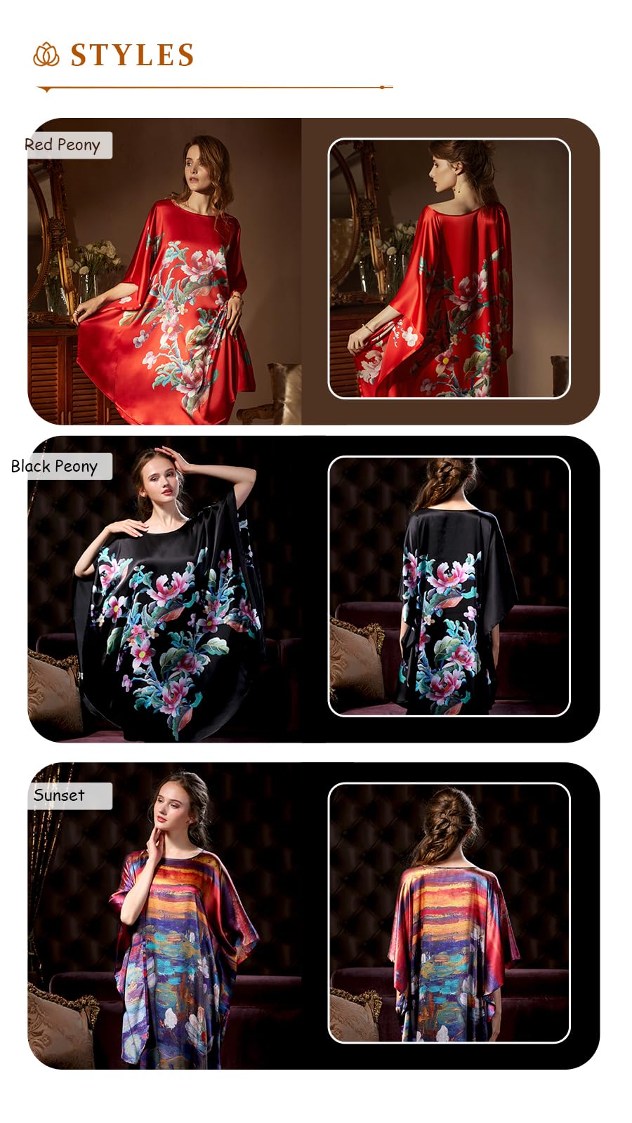 100% Pure Mulberry Silk Batwing Tunic Dress & Luxury Nightgown - Plus Size 2-in-1 Design for Women, Oversized Comfort for Lounge, Sleepwear & Elegant Evening Wear