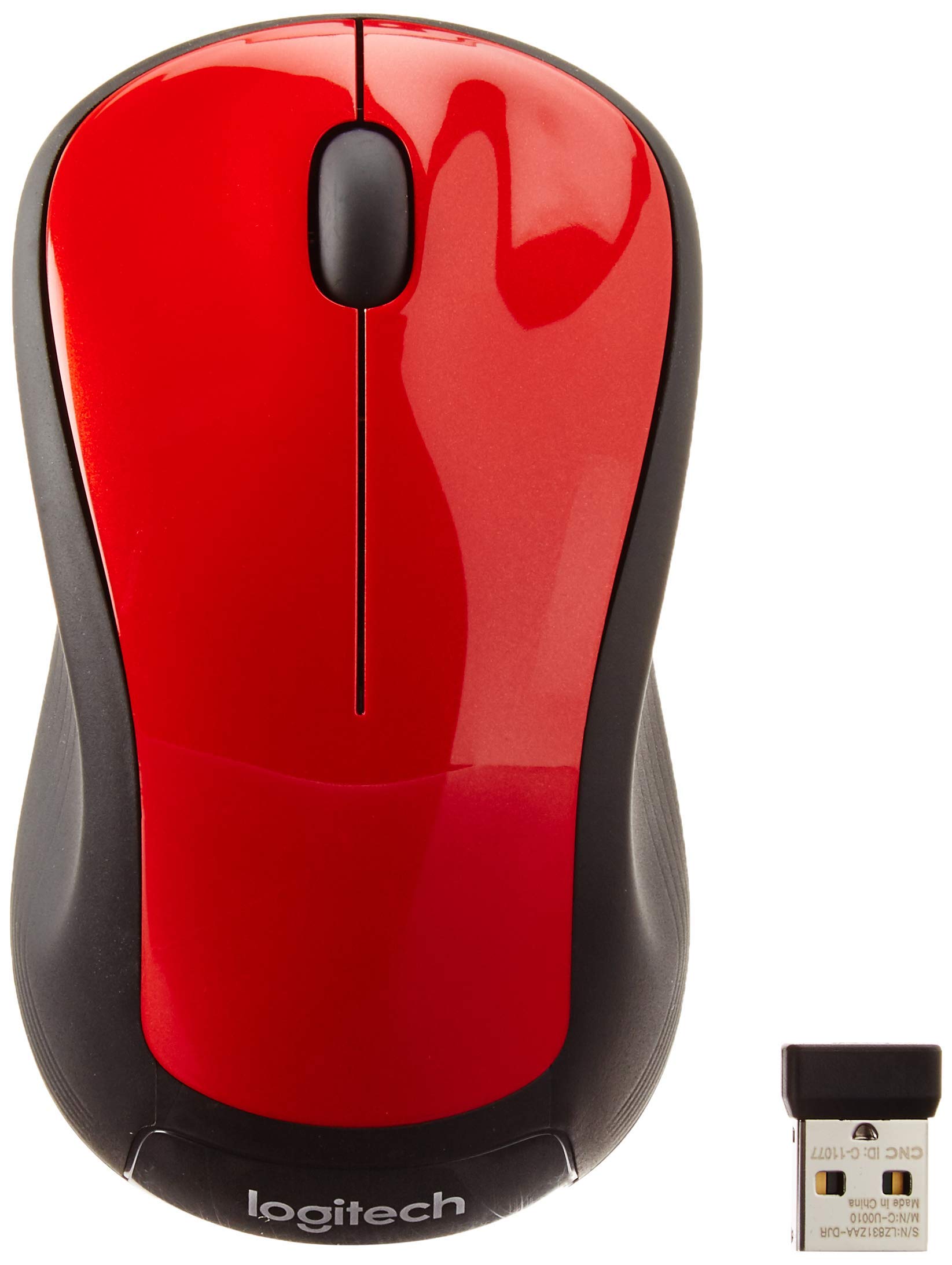 Logitech M310 Wireless Mouse - Full Size, Red (Renewed) | Comfortable Ergonomic Design for Office, Home & Gaming Use