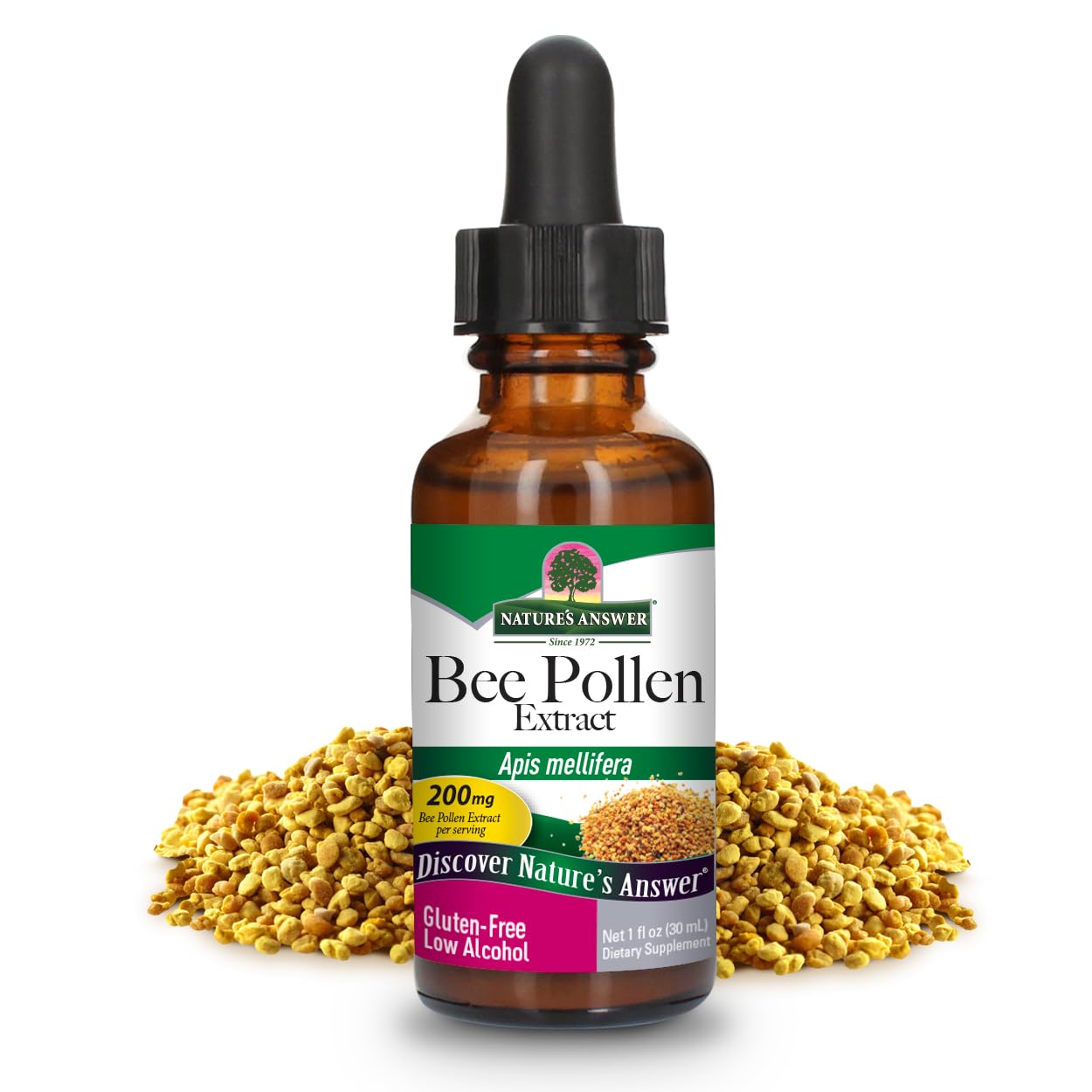 Nature's Answer Organic Bee Pollen 1oz - Alcohol-Free Liquid Extract with Propolis - Gluten Free, Kosher, USA-Made - Supports Immune & Digestive Health - Perfect for Smoothies, Teas & Daily Wellness