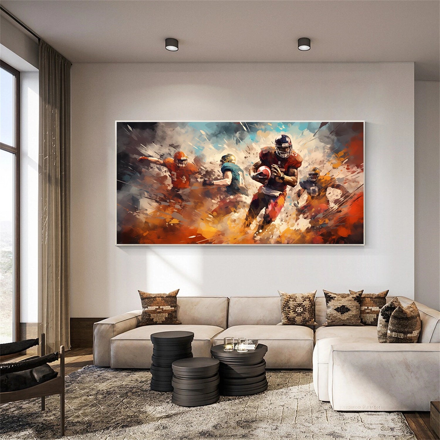 American Football Sport Art Painting Canvas #SA003 - Handmade Wall Decor for Sports Fans, Man Cave, Game Room & Office