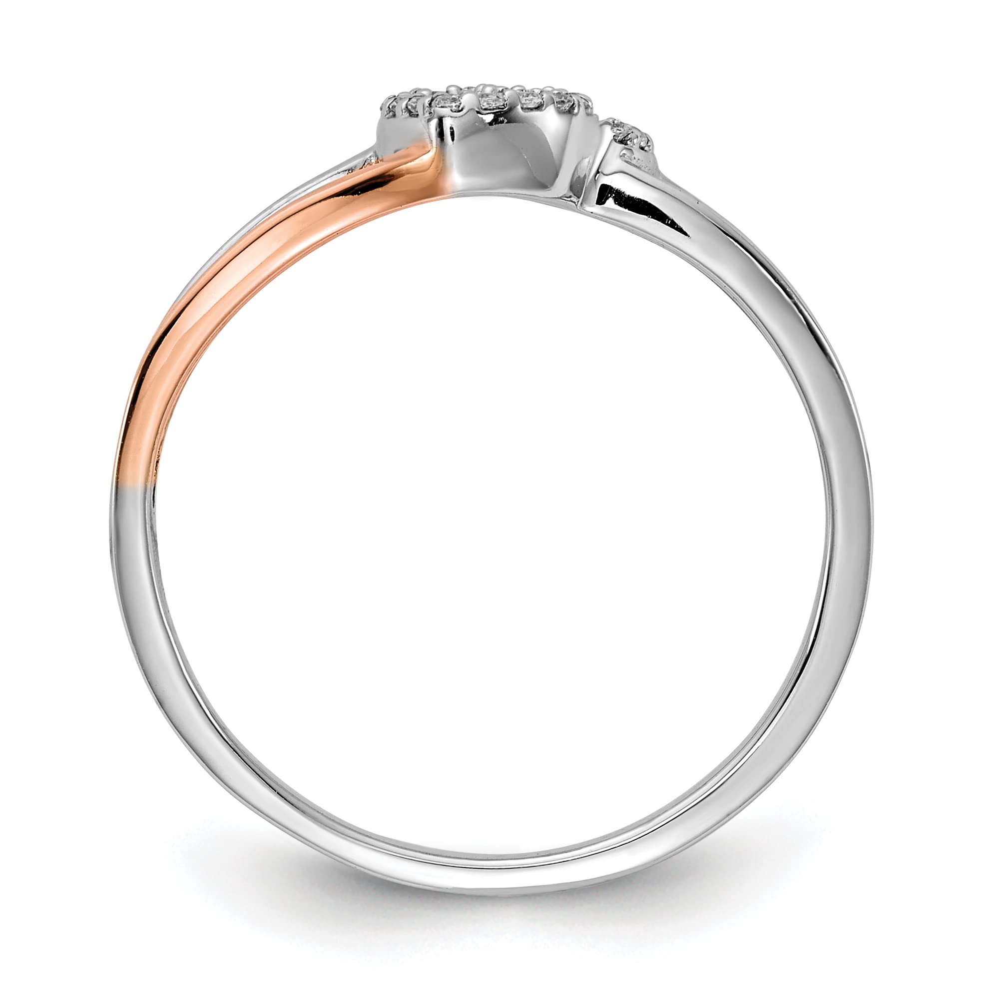 14K White & Rose Gold Diamond Polished Double Heart Ring for Women - Elegant Valentine's Day Gift, Anniversary Jewelry, Bridal Proposal Ring