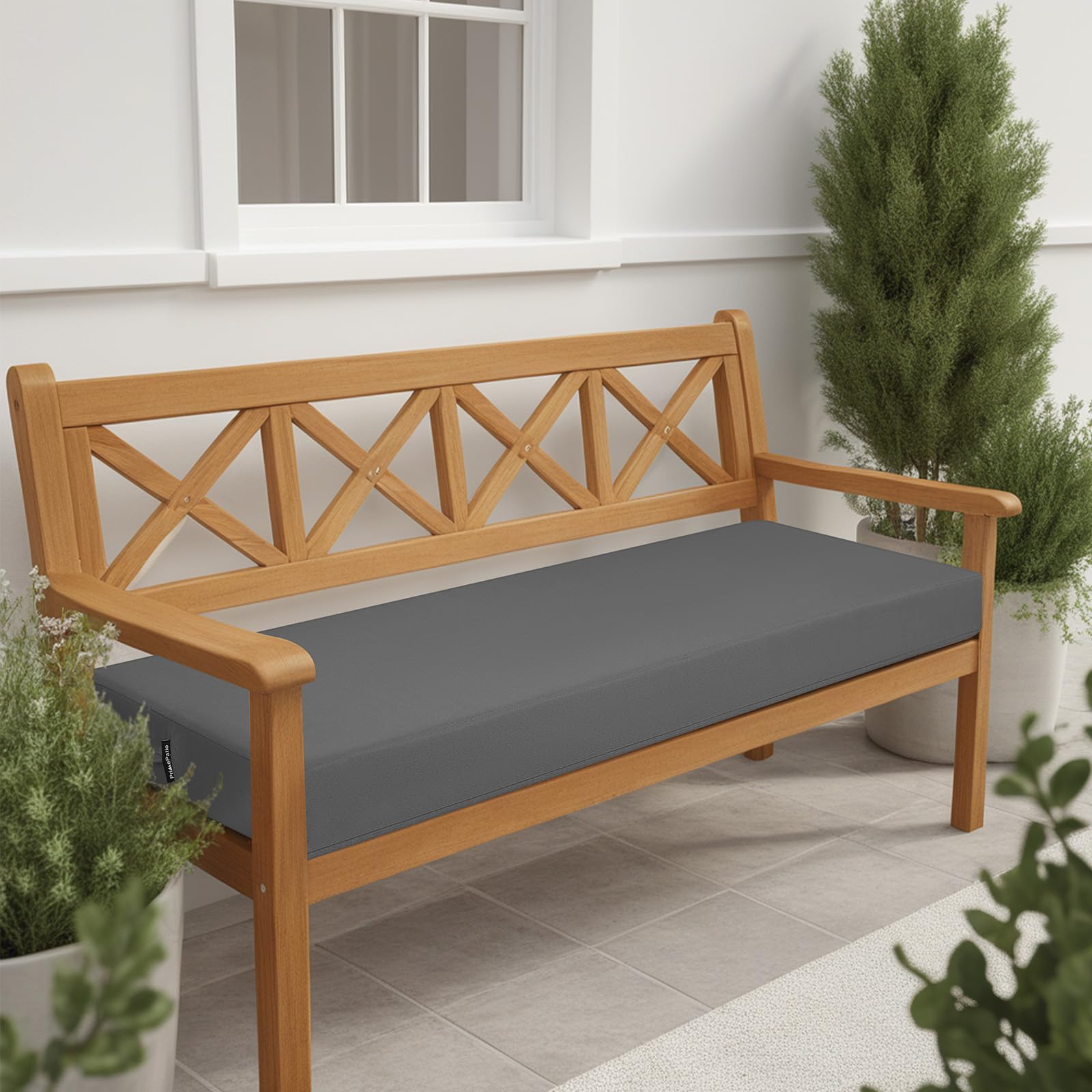 Waterproof Outdoor Bench Cushion 59x18 Inch - Replacement Seat Pad for Patio Furniture, Porch Swing & Garden Benches with Secure Ties - Dark Grey | Perfect for Backyard, Deck & Poolside Relaxation