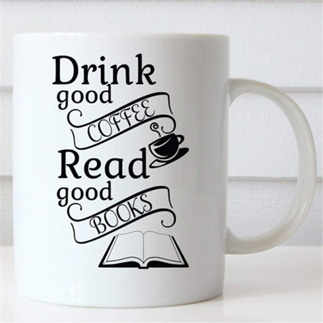 Book Lover Coffee Mug - Inspirational Quote 'Drink Good Coffee, Read Good Books' - Perfect Gift for Readers & Bookworms - Ideal for Reading Nooks, Office Desks & Cozy Book Club Meetings