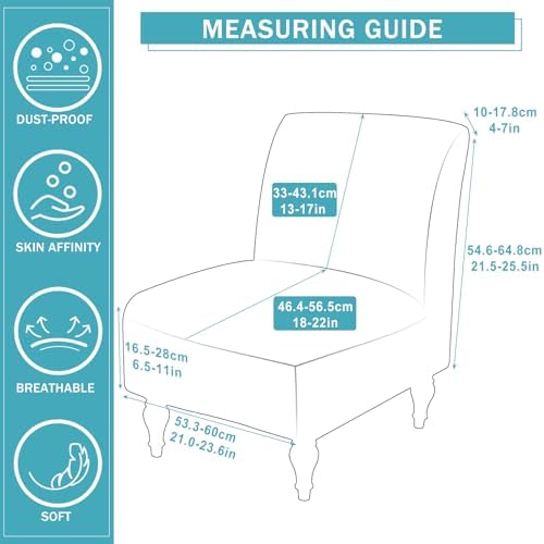 Stretch Spandex Armless Accent Chair Slipcover - Removable Non-Slip Furniture Protector for Living Room & Dining Room (Light Gray, 2 Pack) - Perfect for Home Decor, Apartment Styling, and Guest Seating