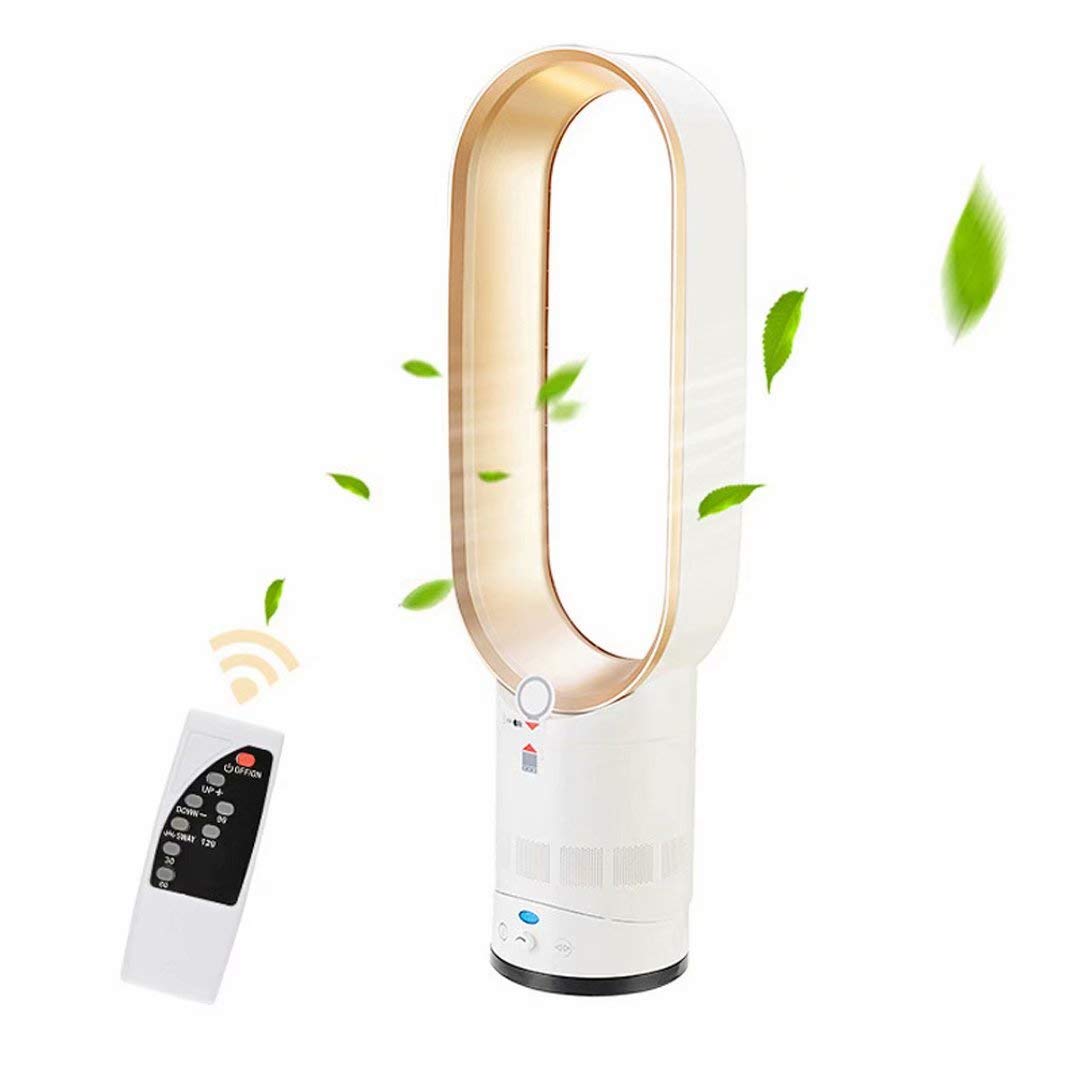 16 Inch Bladeless Tower Fan with Remote Control - Ultra Quiet, Energy Efficient Air Circulator for Home, Office & Bedroom - 90° Oscillation, Easy to Use (Gold) | Perfect for Cooling, Air Purification & Summer Comfort