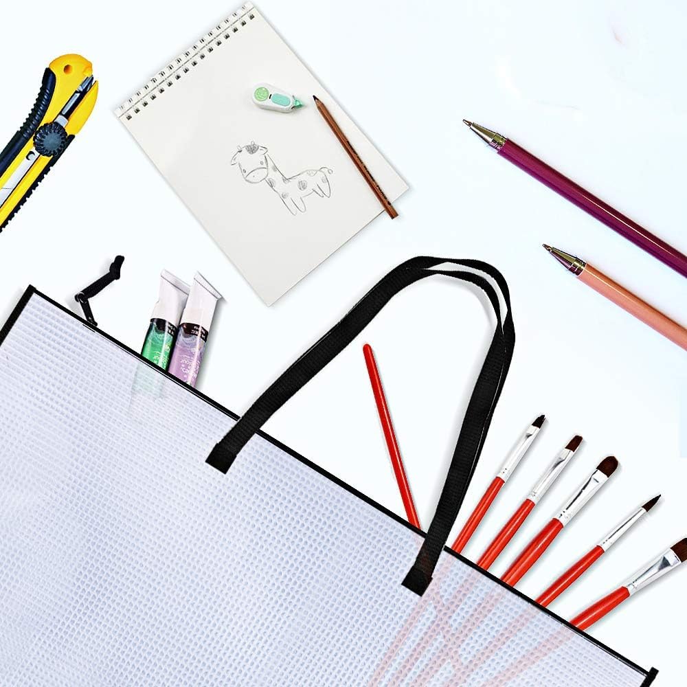 Opret 4-Pack 19x25 Inch Art Portfolio Bags with Handle & Zipper - Vinyl Mesh Artwork Storage Case for Bulletin Boards, Scrapbooks, Posters & Keepsakes - Perfect for Artists, Students & Teachers Organization