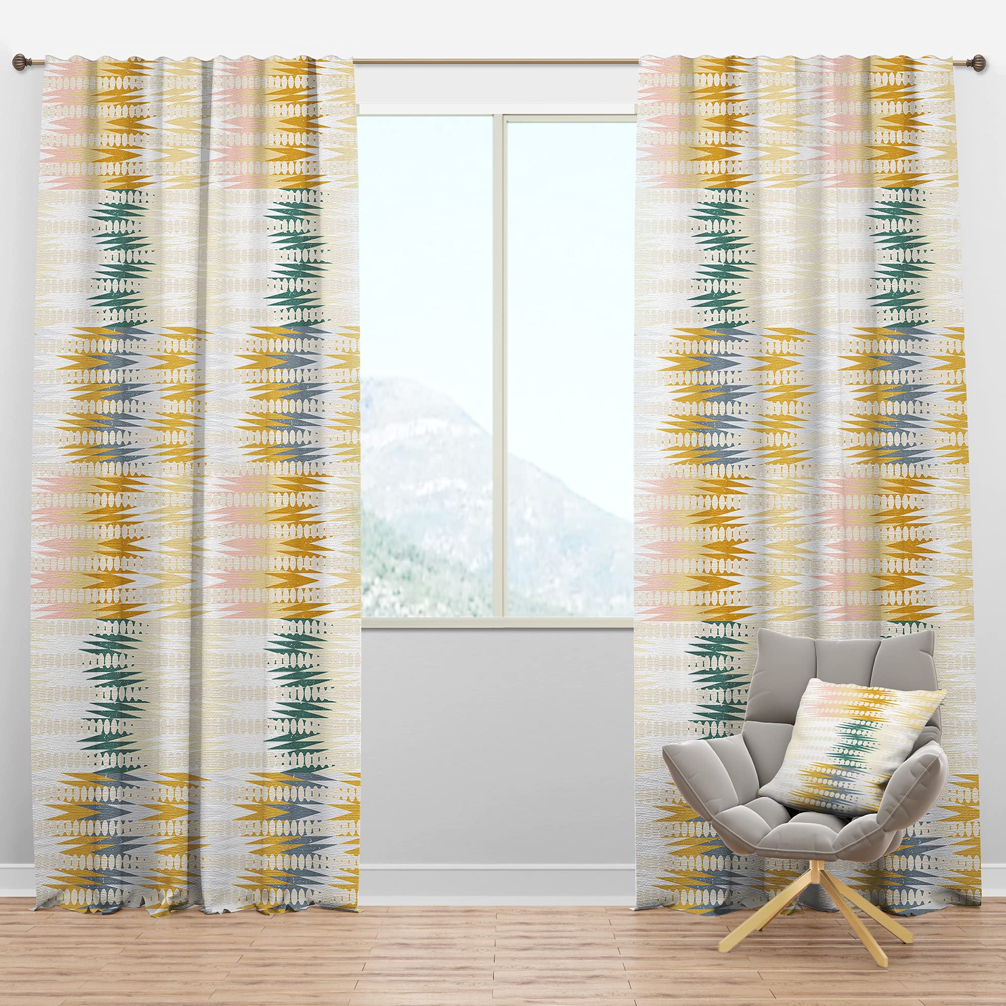 DesignQ Blackout Curtains 'Retro Abstract Design VIII' - Thermal Insulated Single Panel (52x95 inches) for Bedroom & Living Room - Noise Reducing & Energy Saving Window Treatment for Home Decor