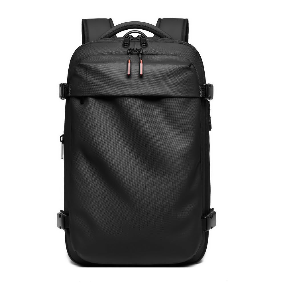 Men's Travel Backpack with Vacuum Compression - Large Capacity 17 Inch Laptop Backpack for Hiking & Business (Black) | Perfect for Commuting, Air Travel and Outdoor Adventures