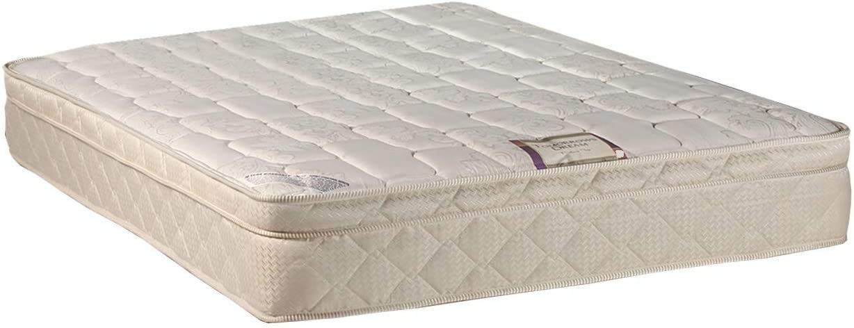 DS USA Dream World Medium Soft Pillowtop Full Mattress with Mattress Cover Protector - Orthopedic Support for Back Pain Relief, Innerspring Coils, Ready to Use | Perfect for Bedrooms, Guest Rooms & Apartments