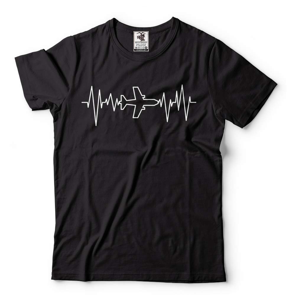 Aviation Pilot T-Shirt for Men - Heartbeat Pulse Airplane Design Tee | Perfect for Pilots, Aviation Enthusiasts & Casual Wear