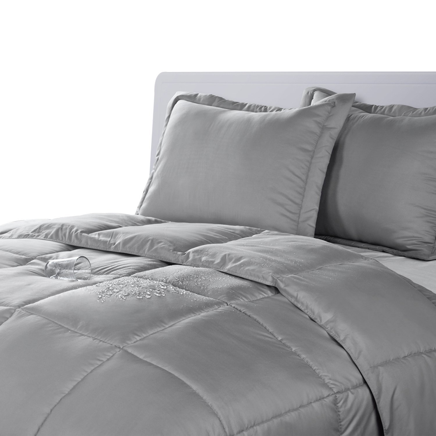 Lotus Home Waterproof & Stain Resistant Comforter Set - Twin XL Size, Silver Gray - Perfect for Kids' Rooms, Guest Bedrooms & Dorm Essentials