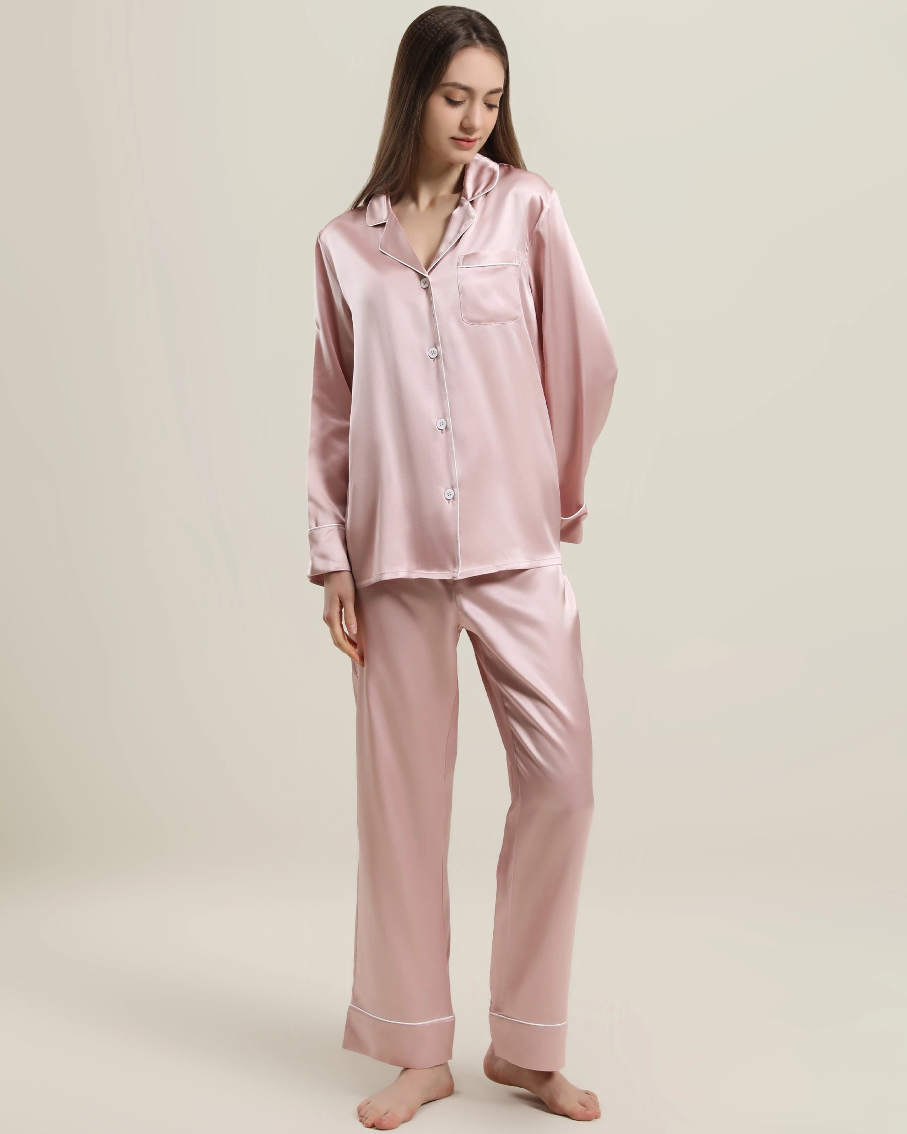 22 Momme Classic Silk Pajamas Set for Women - Luxurious 100% Mulberry Silk Sleepwear - Soft & Breathable Nightwear for Comfortable Sleep & Relaxation at Home