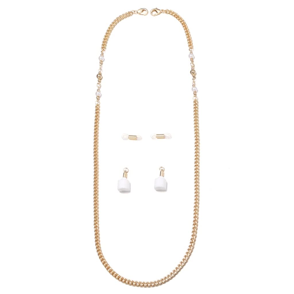 Fashionable Thick Chain Imitation Pearl Glasses Chain for Women - Anti-Lost Sunglasses Holder & Eyewear Lanyard (70CM, Multiple Colors) - Perfect for Reading Glasses, Sunglasses & Headset Accessories at Work, Travel or Daily Use