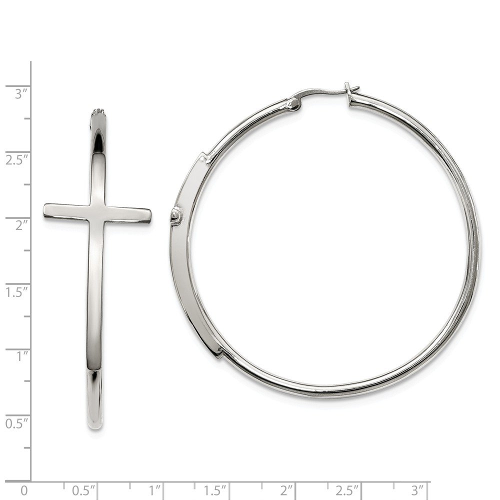 Stainless Steel Polished Large Cross Hoop Earrings for Women - Hypoallergenic Fashion Jewelry for Everyday Wear, Church, Parties & Gifts
