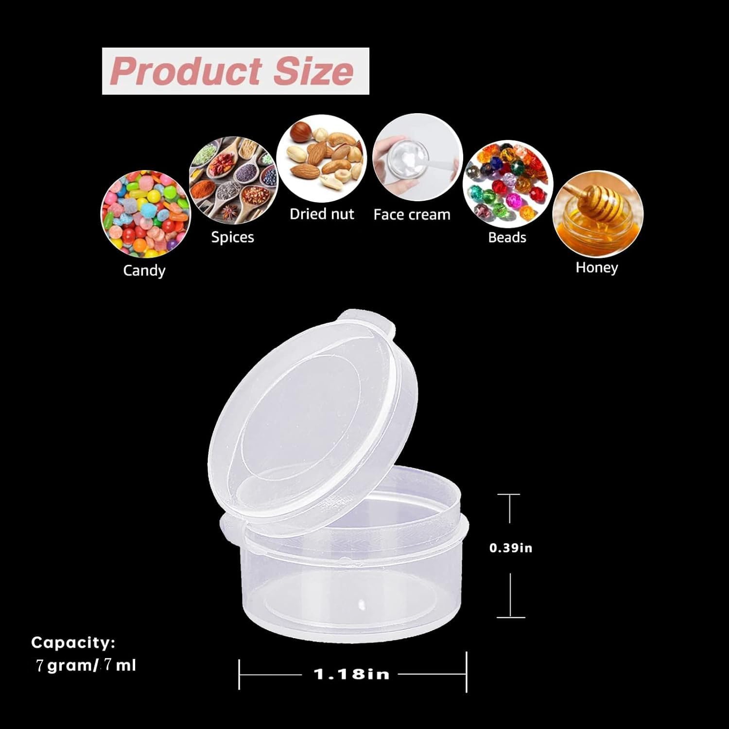 150pcs Clear Plastic Cosmetic Jars 7g/7ml with Snap Lids - Travel-Friendly Mini Containers for Makeup Samples, Skincare & Beauty Products | Airtight Storage for Home, Salon & Travel Organization