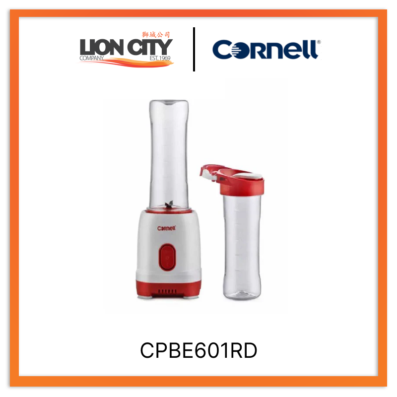 Cornell CPBE601RD Personal Blender 600W with Travel Lid - Red Portable Smoothie Maker for Shakes, Protein Drinks & Meal Prep - Perfect for Home, Office & Gym Use