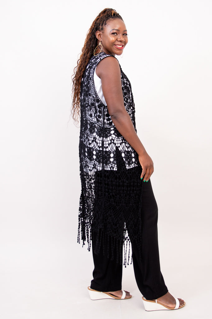 Elegant Black Lace Vest for Women - Fashionable Sheer Mesh Top - Perfect for Evening Parties, Date Nights & Special Occasions