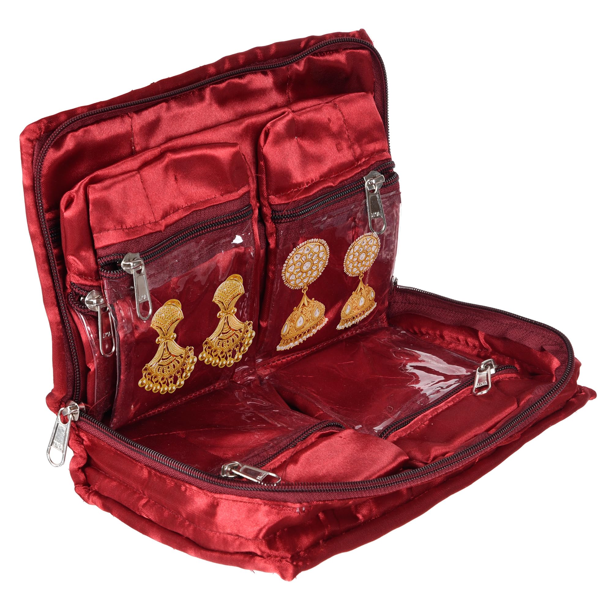 Kuber Industries Large Makeup Storage Bag & Vanity Organizer Set - 6 Pouch Cosmetic Organizer for Travel, Jewelry Storage & Daily Use | Pack of 2 | Multi-Compartment Makeup Pouch for Home & Travel Organization