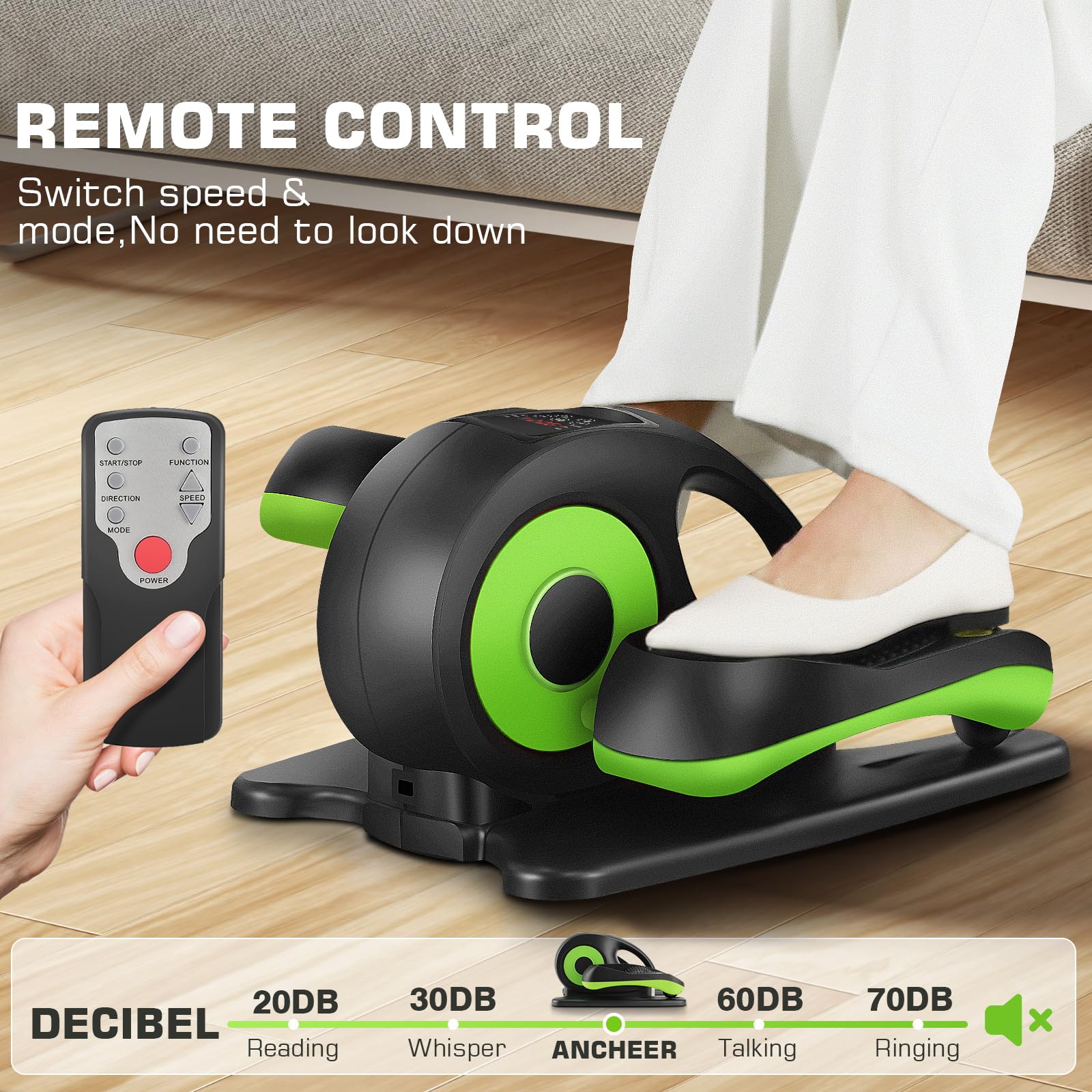 ANCHEER Under Desk Elliptical Machine - Quiet Seated Pedal Exerciser for Seniors, Office & Home Workouts, Low-Impact Leg Exercise Equipment with Smart LCD Display & Remote Control - Perfect for Sedentary Workers, Physical Therapy & Small Spaces