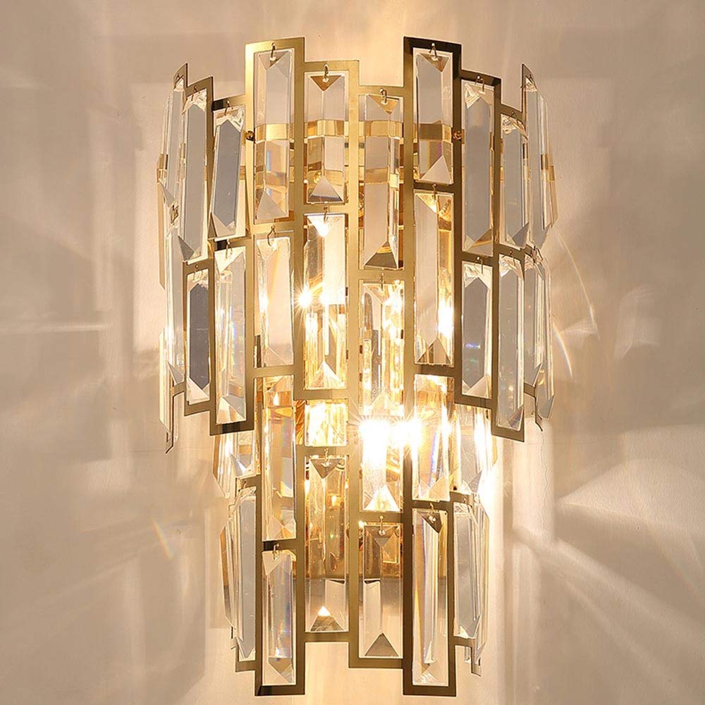 Luxury Tiered Crystal Bathroom Vanity Lights - Gold 9