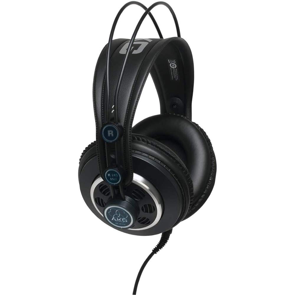 AKG K240 MKII Professional Semi-Open Studio Headphones with Detachable Cable - Premium Over-Ear Monitoring Headset for Music Production, Gaming & Podcasting (Includes Headphone Stand & 3.5mm Extension Cable)