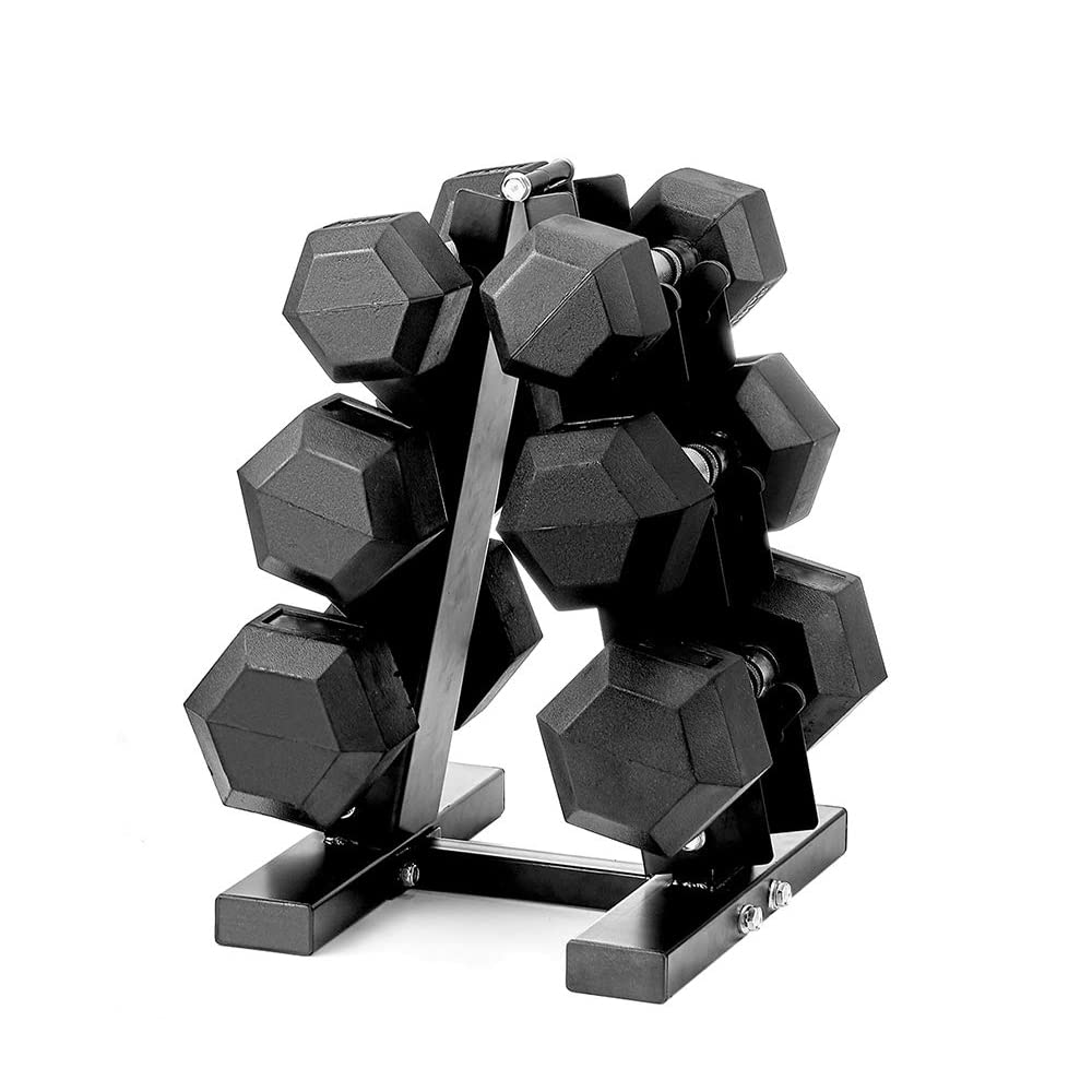 Papababe Rubber Encased Hex Dumbbell Set - Free Weights for Home Gym, Strength Training & Fitness Workouts - Perfect for Weight Lifting, CrossFit, and Home Exercise