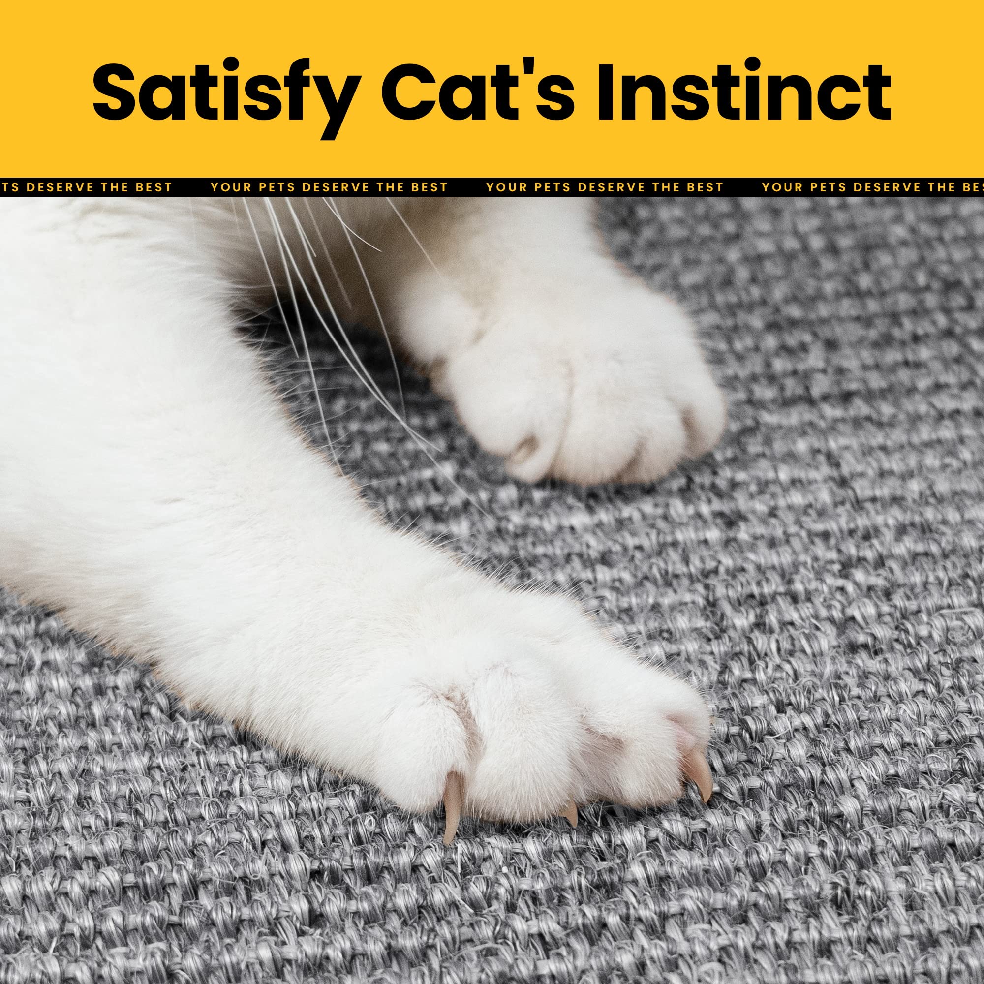 Natural Sisal Cat Scratcher Mat - Horizontal Floor Scratching Pad for Indoor Cats, Durable Claw Grinding & Nail Trimming - Protects Furniture, Couches, Sofas & Carpets - Perfect for Playtime & Stress Relief