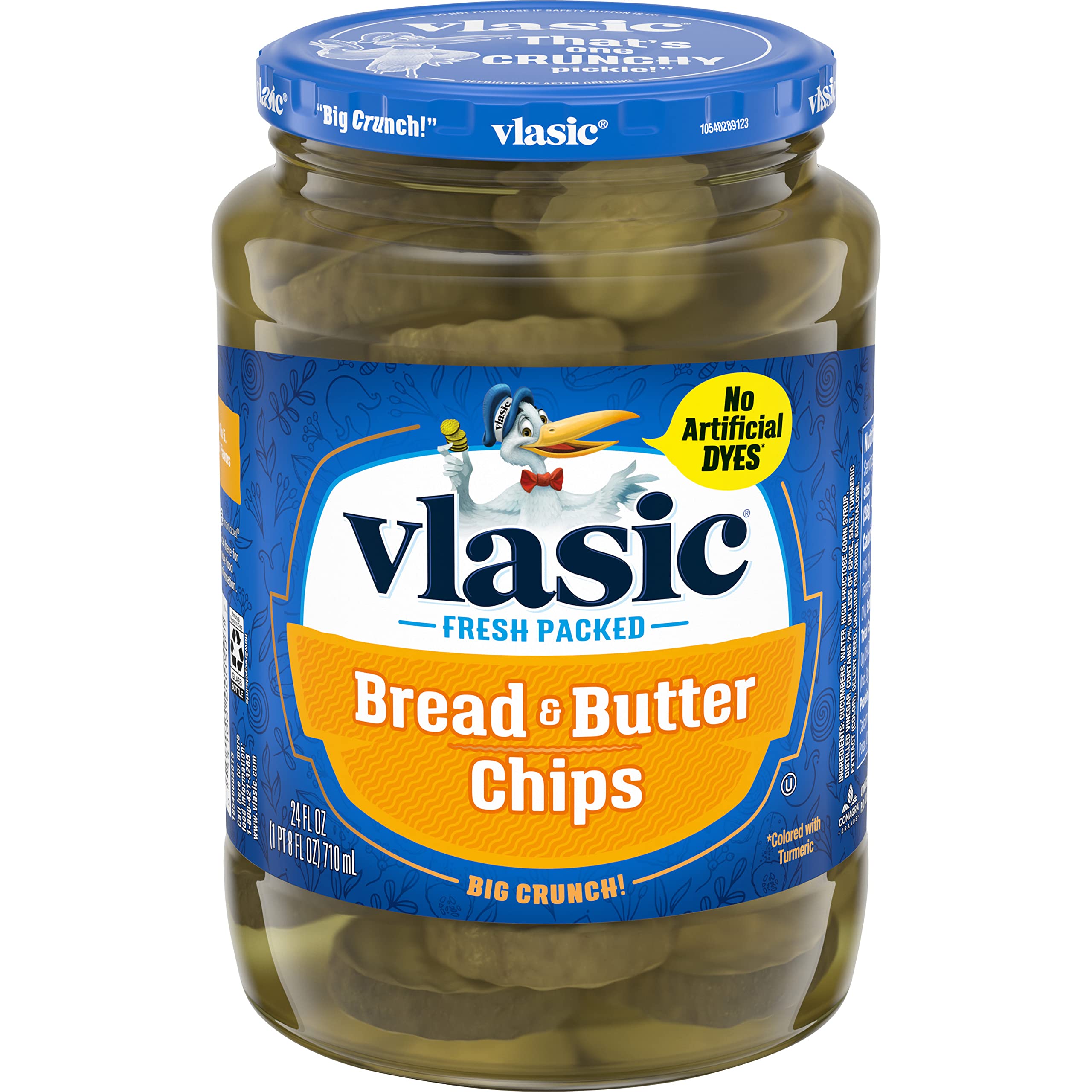 Vlasic Bread and Butter Pickle Chips - Keto Friendly, Low Carb, 24 Fl Oz Jar - Perfect for Sandwiches, Burgers & Snacking