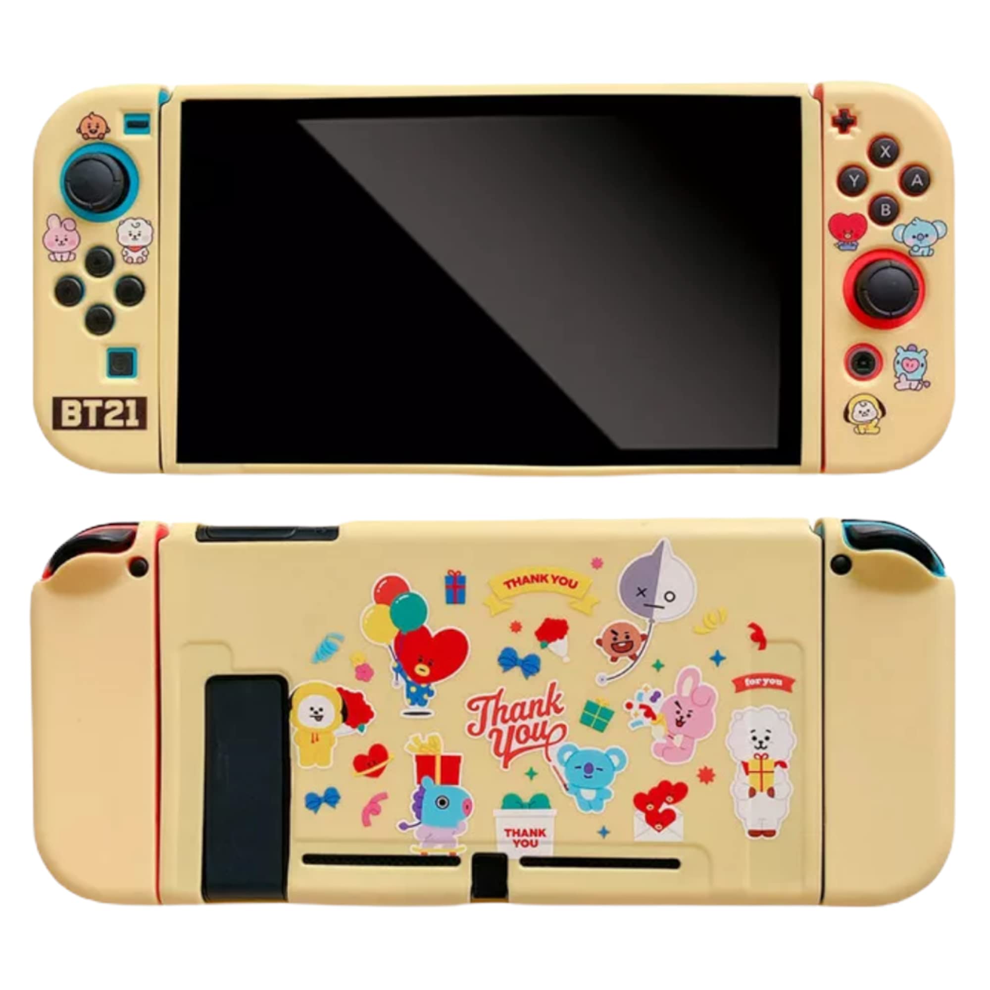 BT21 BTS Nintendo Switch Case - Durable TPU Rubber Protective Cover for Switch Console & Joy Cons - Perfect for Gaming, Travel, and BTS Fans