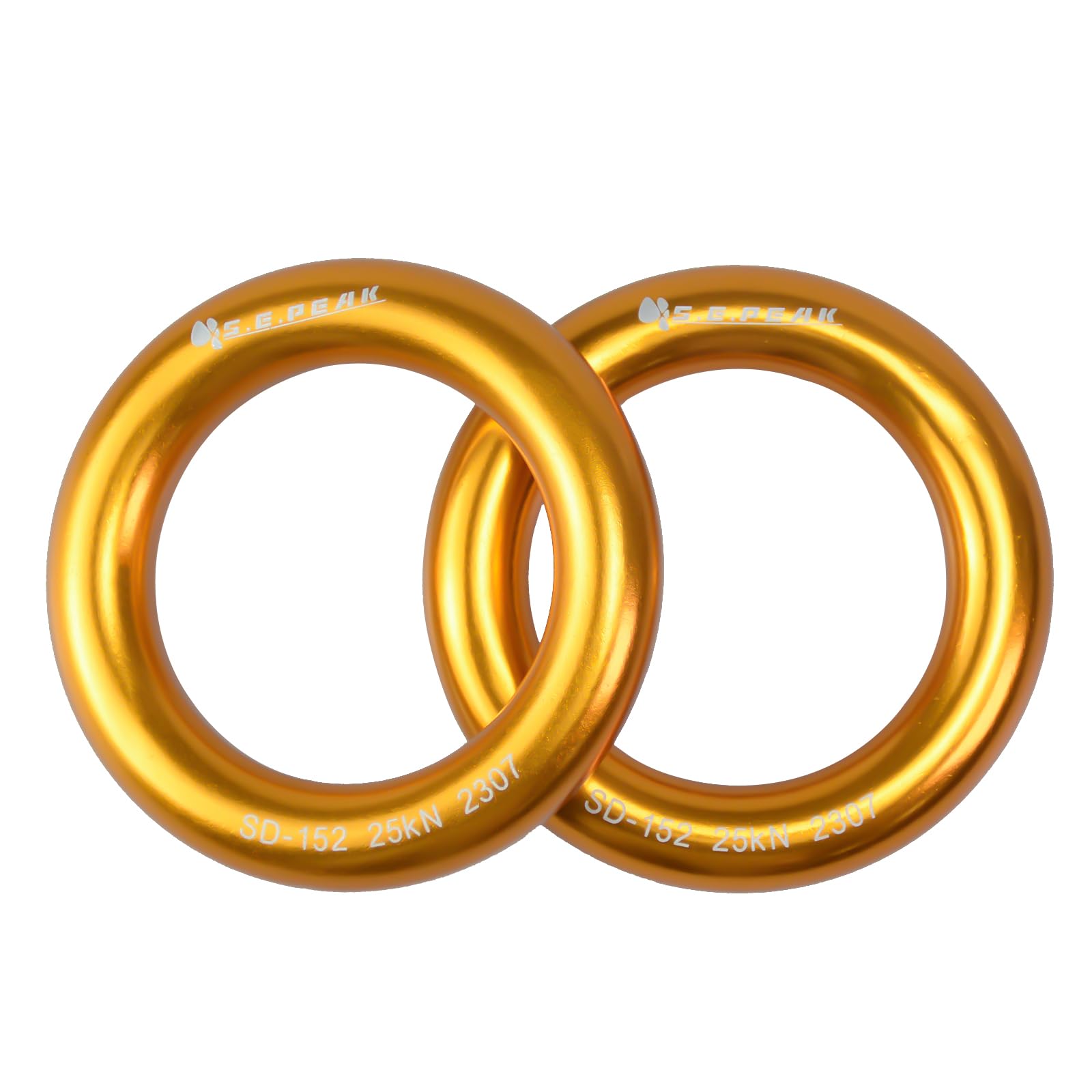 25kN Aluminum Rappel Ring - Heavy Duty Rock Climbing Carabiner, Arborist Rigging O-Ring for Safety Gear (Gold/Blue) - Perfect for Outdoor Adventures, Rescue Operations & Tree Work