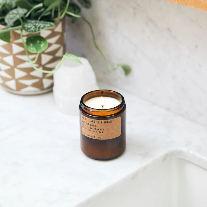 Premium 7.2oz Soy Wax Candle - Amber & Moss Scented, Natural Eco-Friendly, Long-Lasting Fragrance for Home, Office, Spa & Relaxation