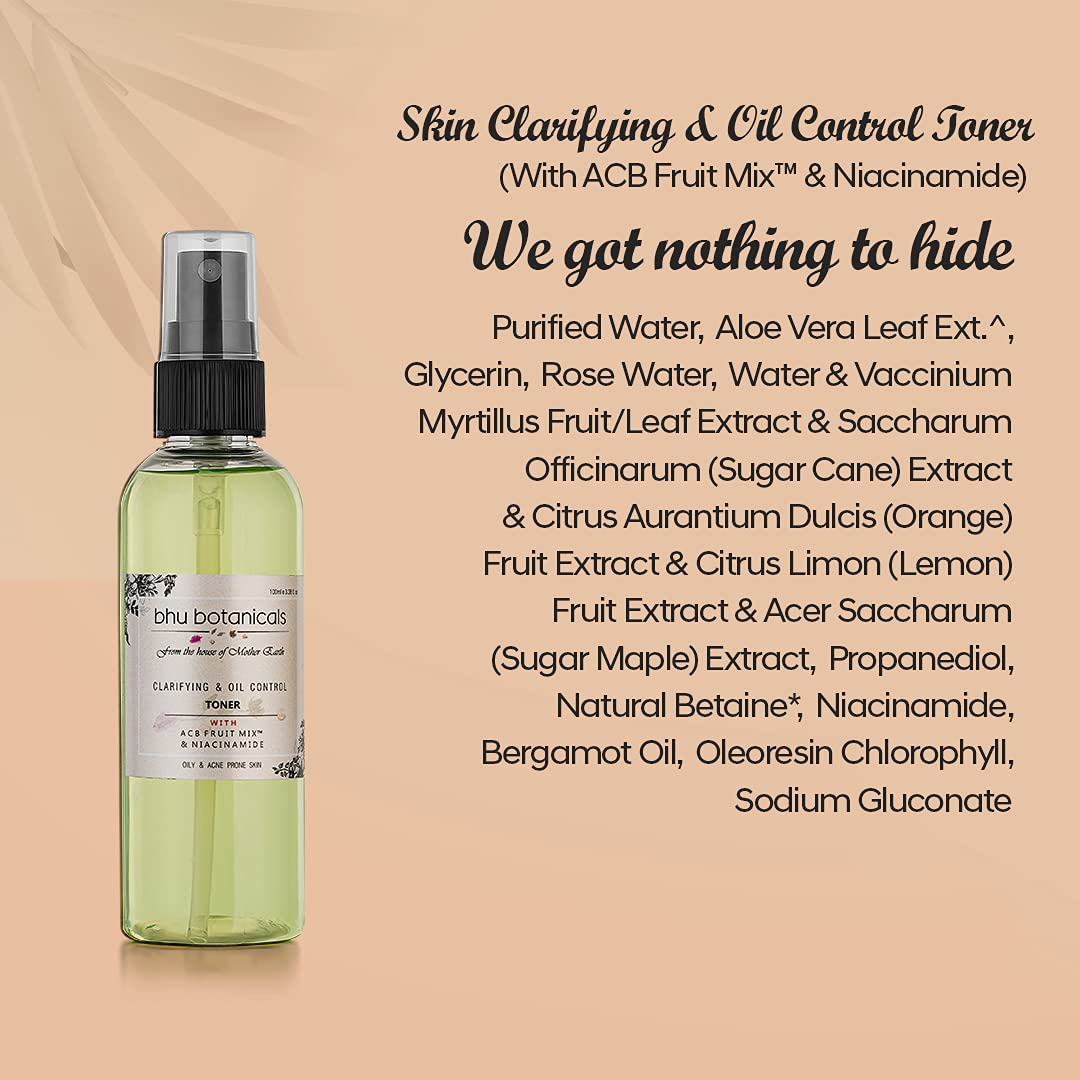 Oil Control & Clarifying Toner with ACB Fruit Mix™ & Niacinamide - 100ml for Oily & Acne-Prone Skin | Perfect for Daily Skincare Routine & Blemish Control