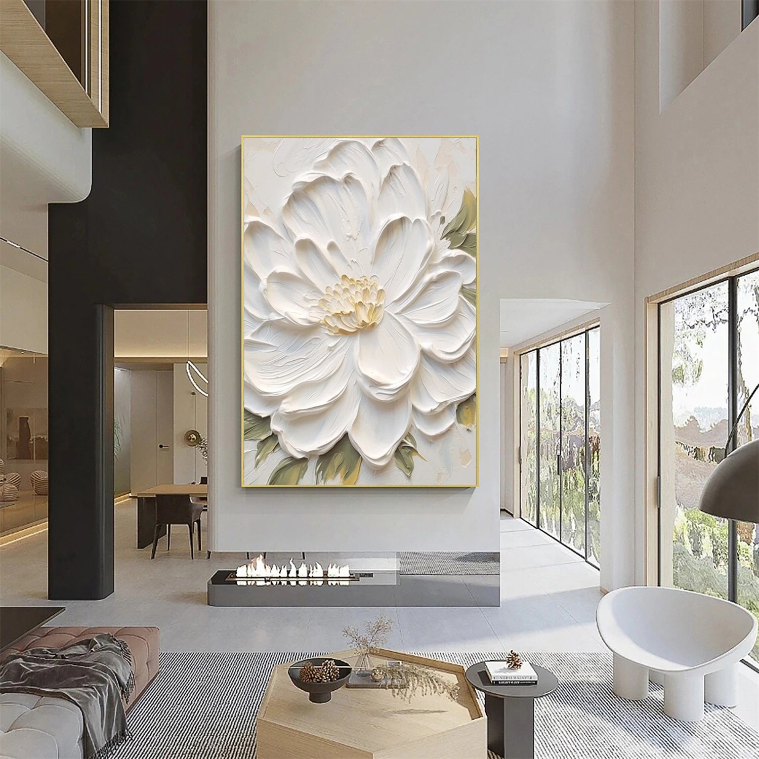 Beautiful Flower and Tree Painting - Handmade Canvas Art #FT190 - Perfect for Home Decor, Living Room, Bedroom & Office Wall Art