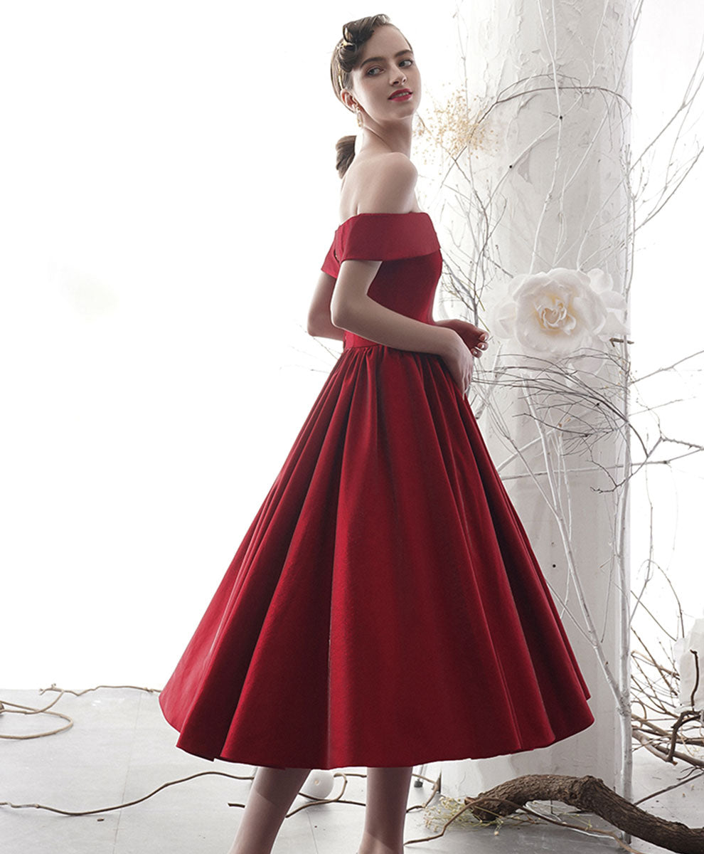 Elegant Burgundy Satin Short Prom Dress for Women - Sexy Bridesmaid Dress for Weddings, Parties & Special Occasions