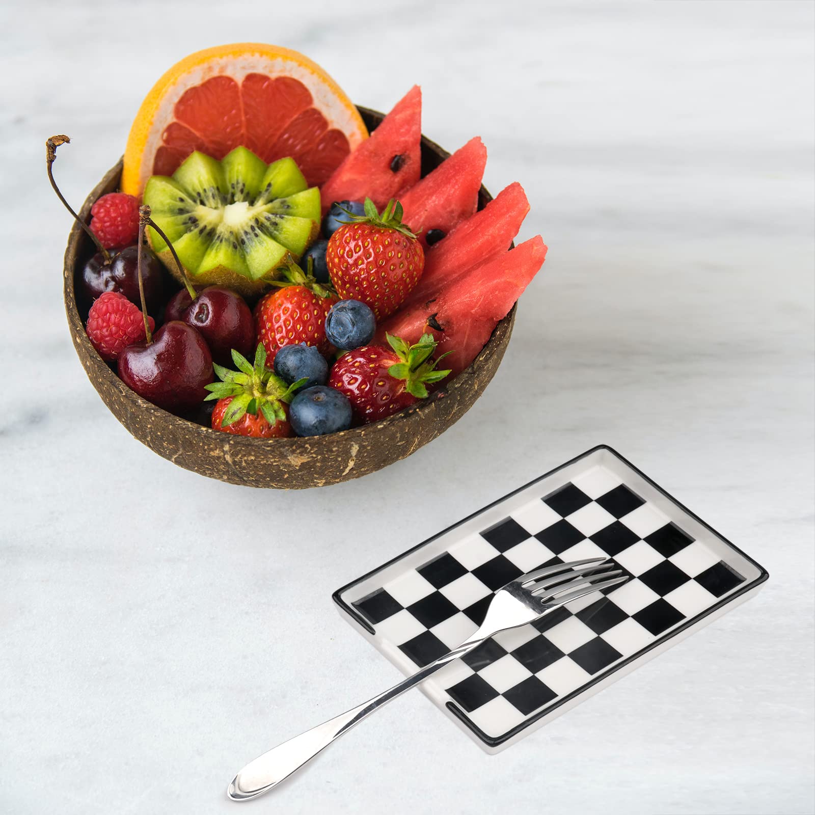 Ceramic Spoon Rest for Kitchen Counter - Large Black & White Marble Design, Dishwasher Safe Spoon Holder - Perfect for Cooking, Serving & Kitchen Decor